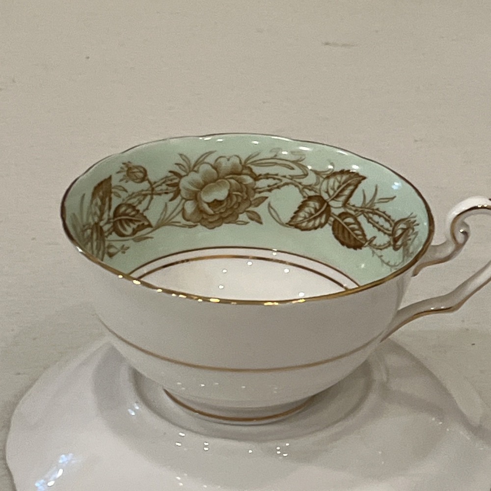 Vtg Victoria C&E Bone China Chelsea Tea Cup Saucer Teal Seafoam Green Turquoise